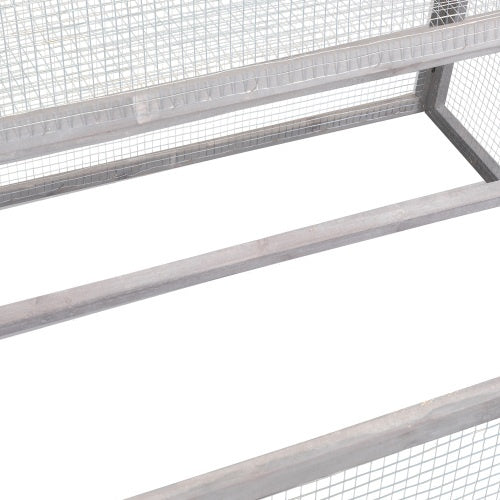 Folding Rabbit Hutch With Perch Pole, Wooden Foldable Guinea Pig Runway, Outdoor Rabbit Cage, Portable, Grey