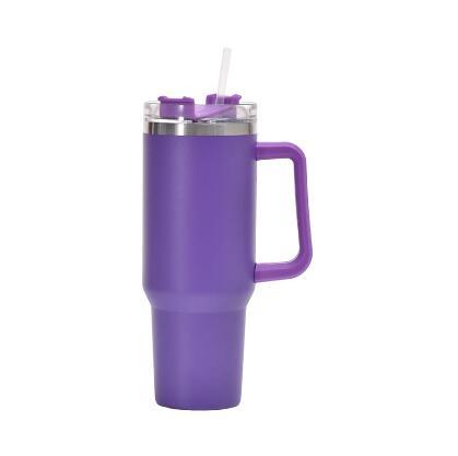 Stainless Steel Insulated Cup 40oz Straw Bingba Purple handle same color 40oz