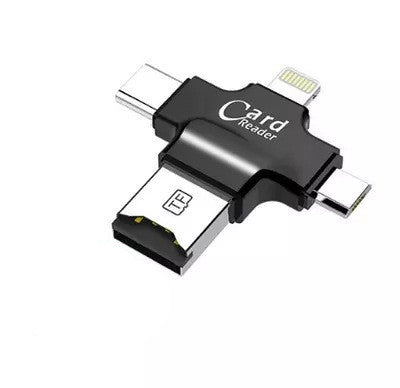 Four-In-One Multi-Function Mobile Phone Card Reader Black