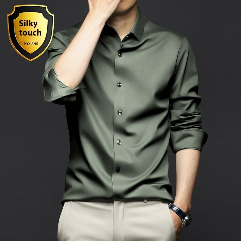 Long Sleeve Shirt Men's Anti-wrinkle Non-ironing Business Clothing Shirt C2128 11 Army Green