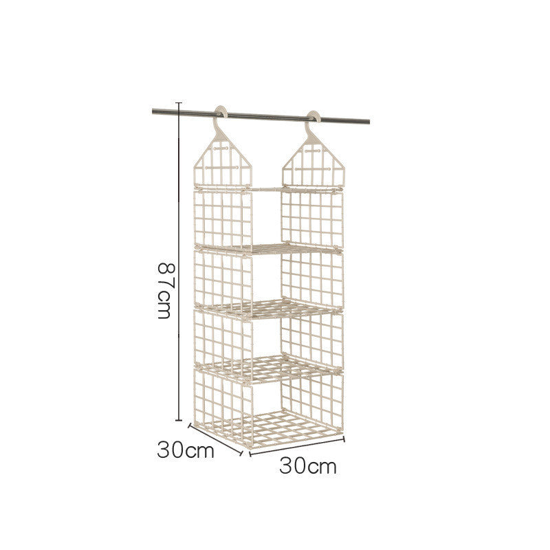 Foldable Space-saving Combination Hanging Clothes Storage Rack Khaki 2 Style