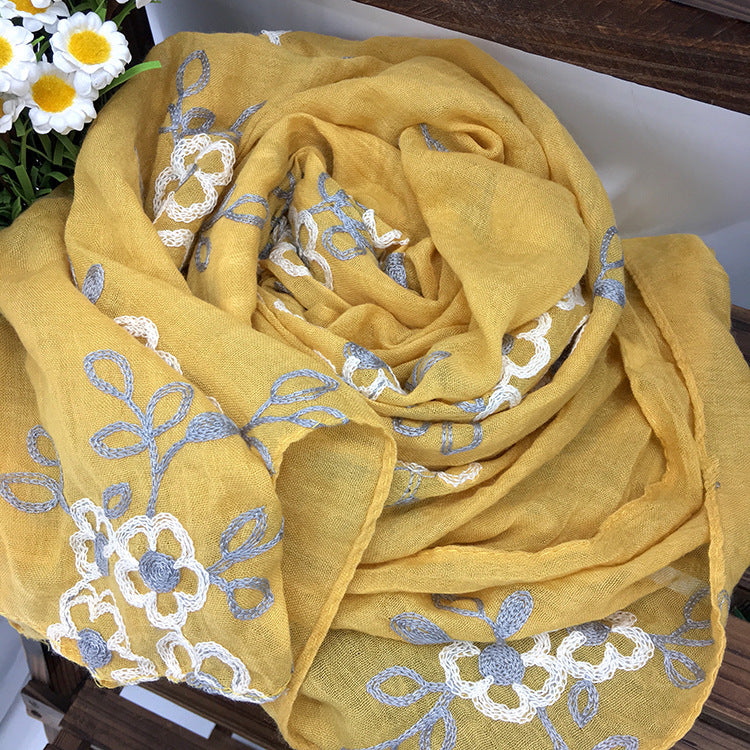 Spring And Summer Women's Artistic Ethnic Style Shawl Cotton Linen Versatile Long 6color 180X90CM