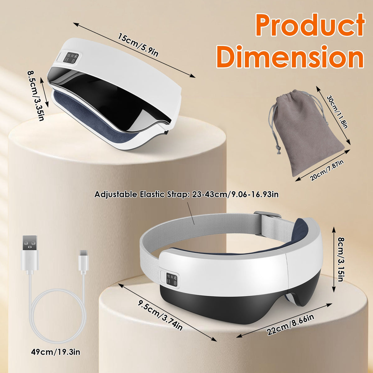 Eye Massager With Heat Air Compression & Vibration Voice Control 4 Massage Modes Wireless Music Playback Foldable Eye Massage Mask With Adjustable Intensity Ambient Light 15-Min Auto Timer