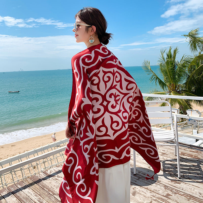 Sun-proof All-matching Shawl Beach Travel Dual-use Outdoor Beach Towel Picture 11 180X90cm