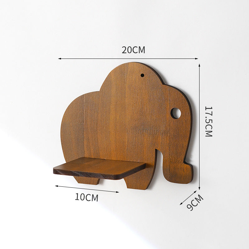 Retro Wall Home Decor Hydroponic Plant Solid Wood Shelving Little elephant gives water bo