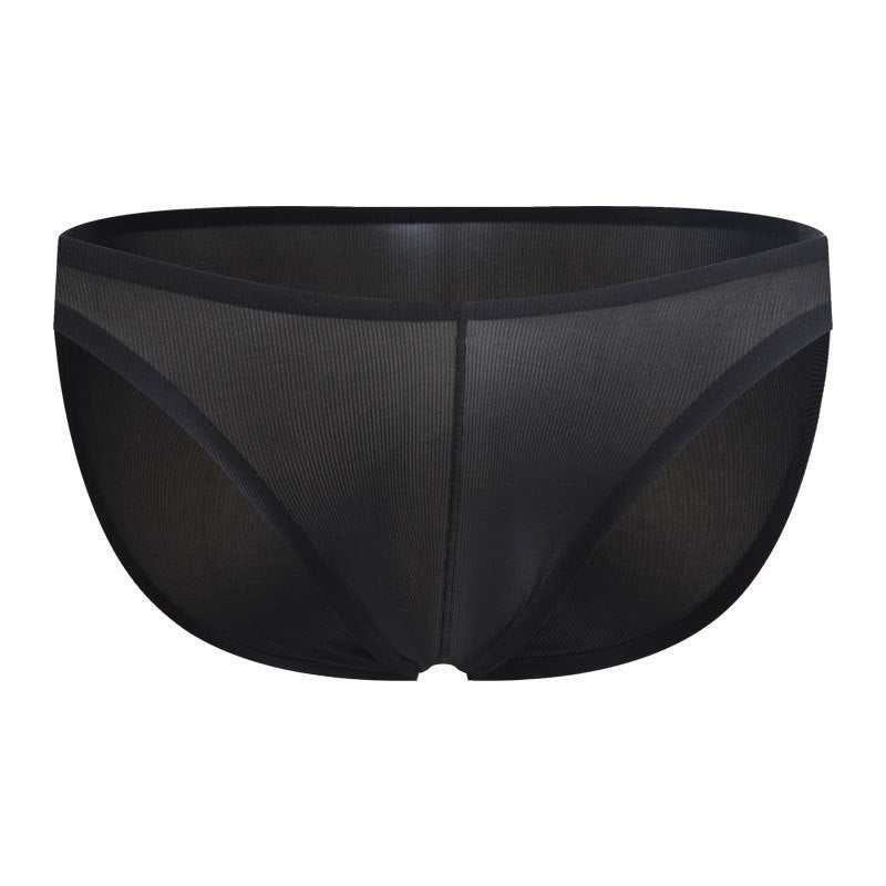 Seamless Men Briefs Ice Silk Underwear Black