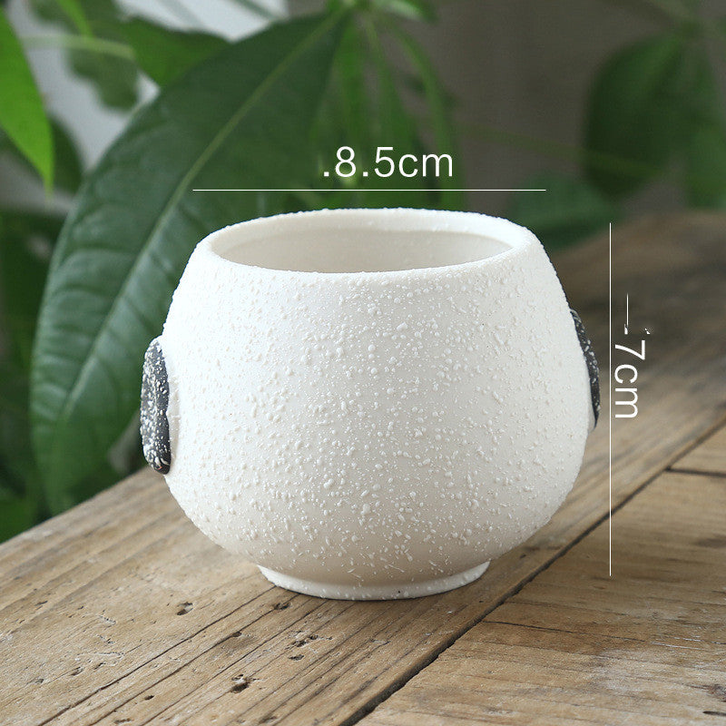 Snow Spray Glaze Black And White Breathable Creative Craft Flower Pot Style4 1PCS
