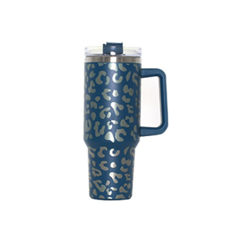 304 Stainless Steel Vacuum Cup Second Generation 40oz Cup Laser Leopard Print Dark Blue 40oz