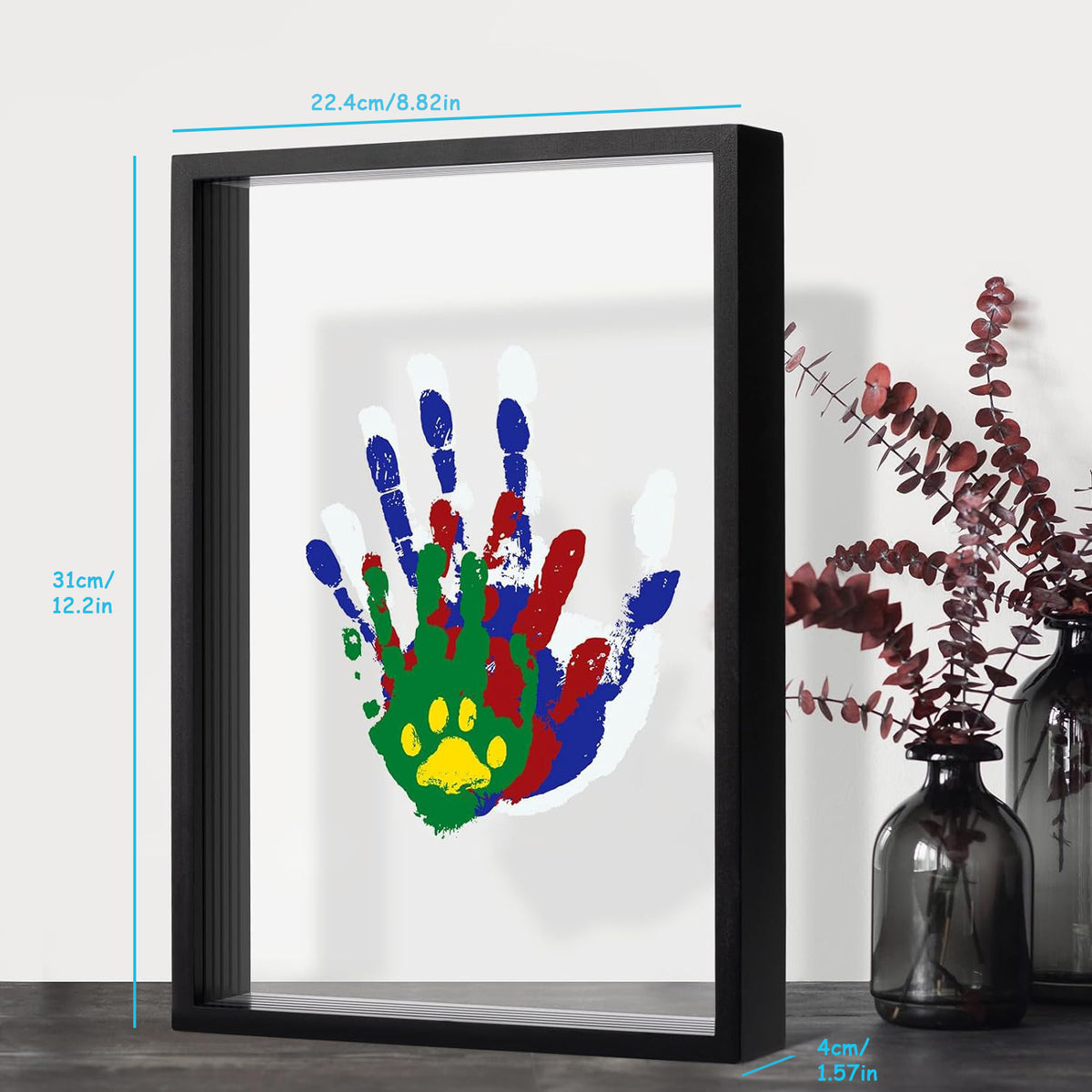 Art Print Souvenir Multi-person Handprint Diy Handprint Photo Frame Black Frame 22.5x31x4CM