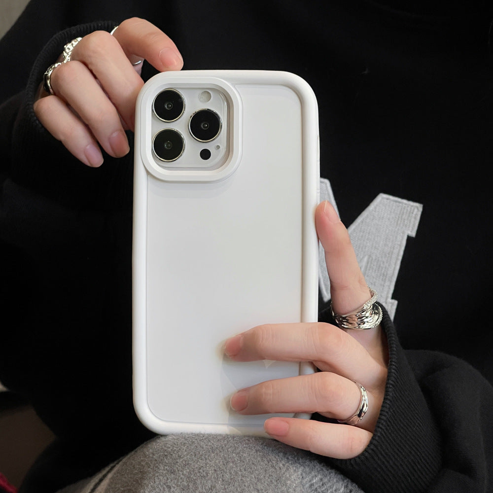 Silicone Phone Case Frosted Skin Feeling Full-cover Solid Color Couple White