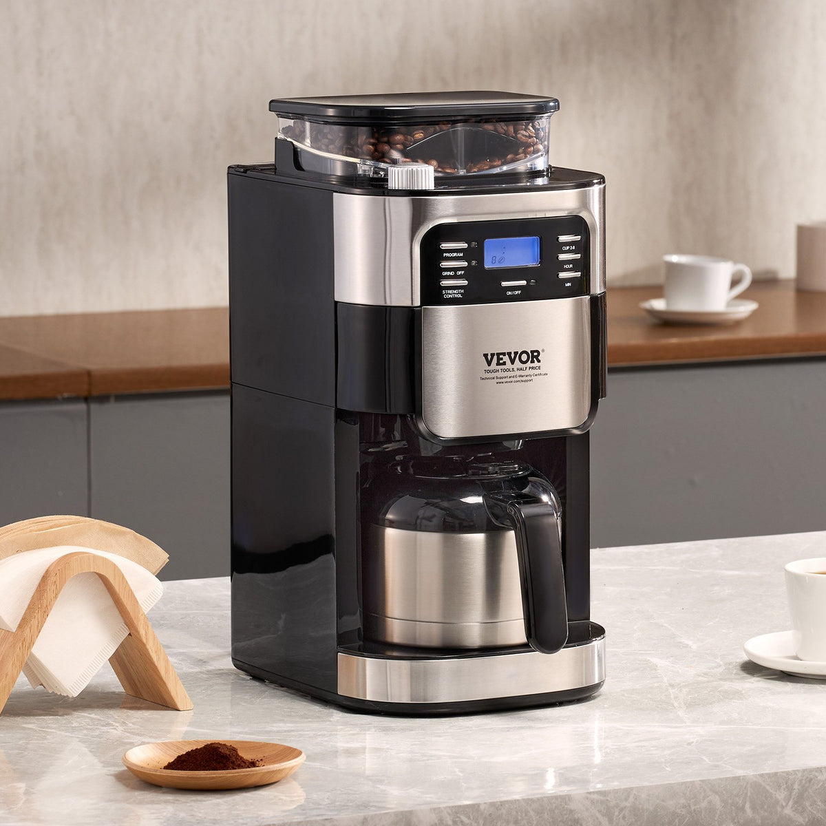 VEVOR 8-Cup Coffee Maker Drip Coffee Machine With 24-Hour Timer For Auto Brew