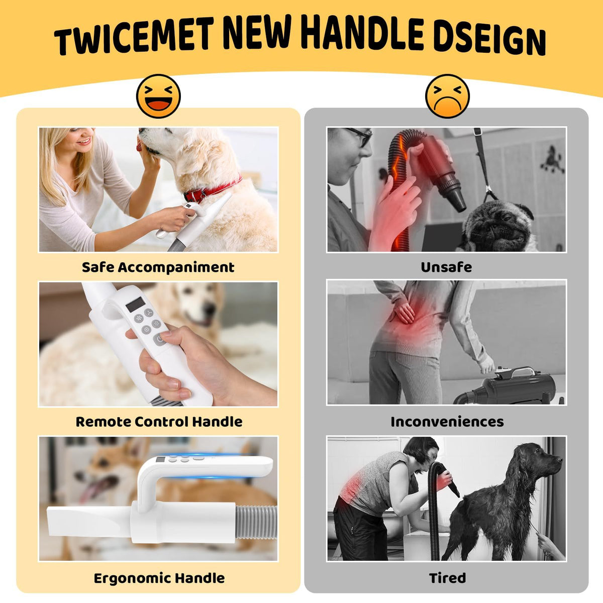 Pet Hair Dryer, 4-in-1 Smart Handle Pet Hair Dryer, 90 Ms High-speed Negative Ion Pet Hair Dryer, Adjustable Wind Speed And Temperature, Suitable For Dogs And Cats