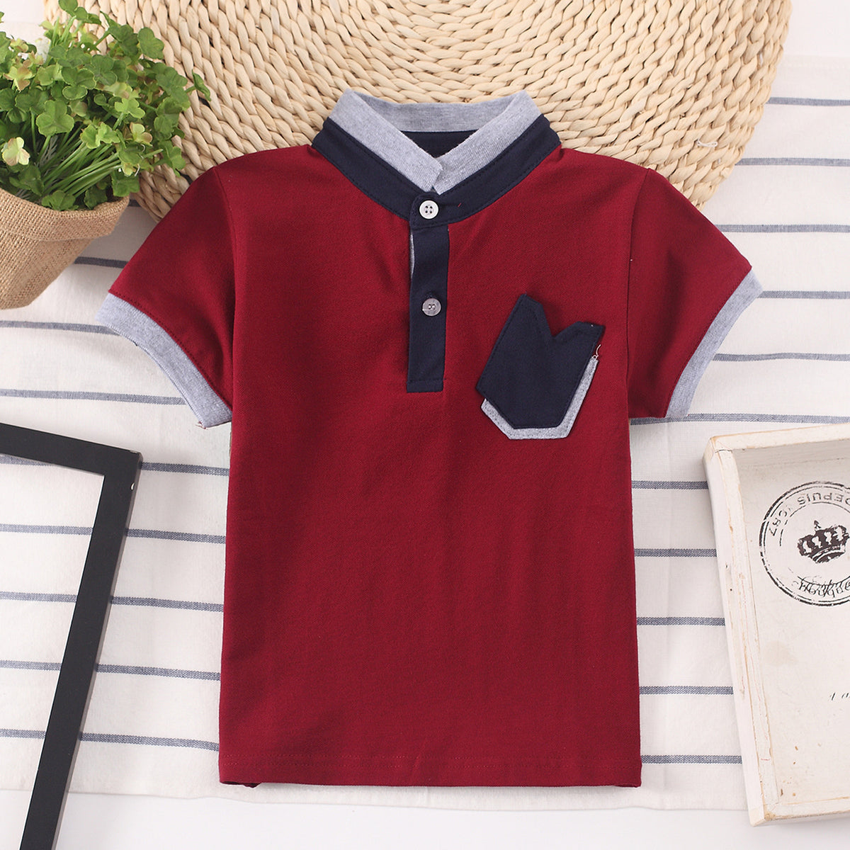 Kids Shirt Children Clothes Baby Wear Boys Tops Maroon