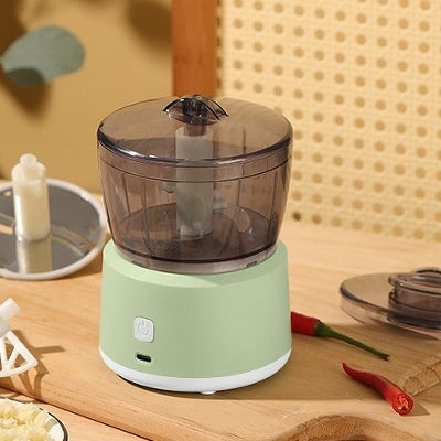 Mini Meat Grinder Household Electric Small Mixer Mincing Machine Automatic Multi-function Filling Intelligent Cooking Machine Second Generation Light Green USB Rechargeable English