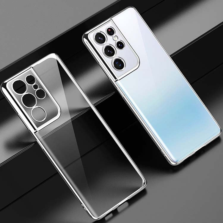 S21 Mobile Phone Case Electroplating Transparent Ultra-thin All-inclusive Anti-fall Soft Shell Silver