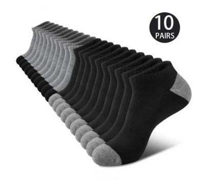 Low Cotton Ankle Socks Men's Summer Breathable Black 5 pairs Grey 5 pairs Free Size