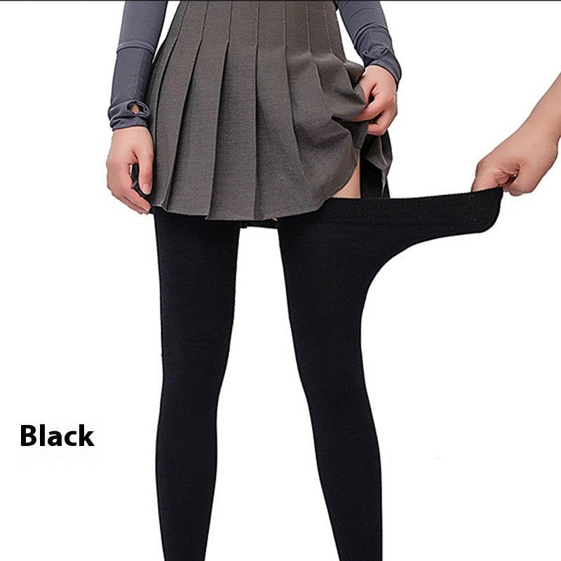 Autumn And Winter Plus Size Extended Cotton Over-the-knee Thigh Warm Socks Black Free Size