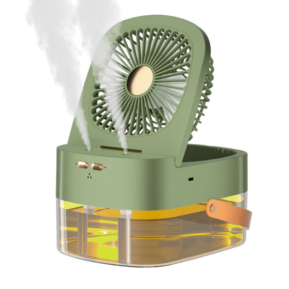 Humidifying Spray Fan Desktop Remote Control Timing Mini Air Cooler Big Wind Mute USB Charging Fan Green