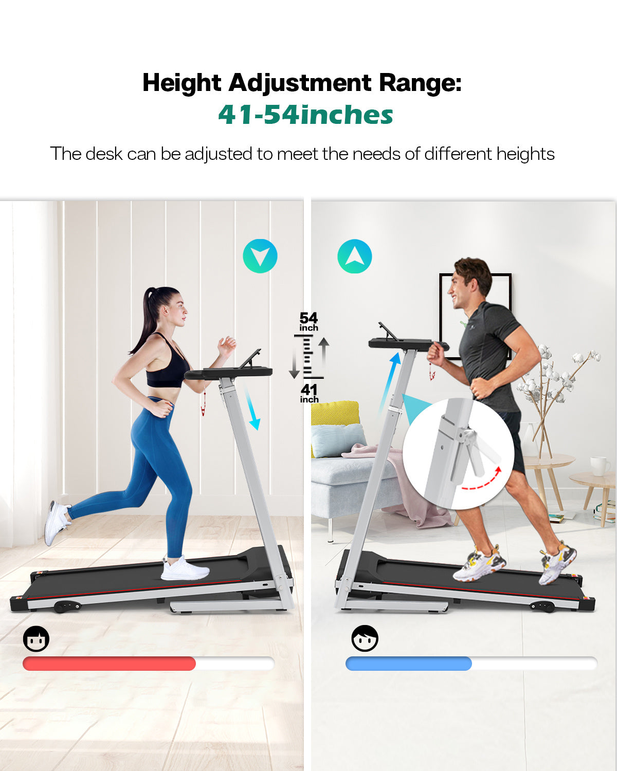 Walking Pad Under Desk Treadmill For Home Office -2.5HP Walking Treadmill 0.5-7.5MPH Capacity Treadmill For Walking Running Remote Control Batteries