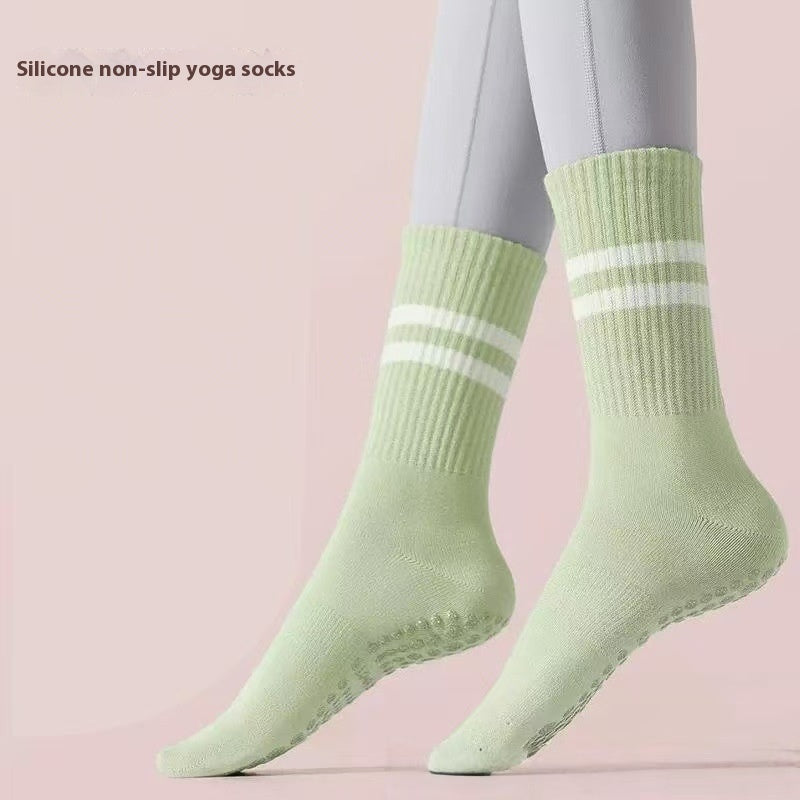 Mid-calf Yoga Socks Non-slip Professional Women's Fitness Light Green Free Size