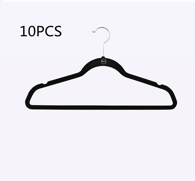 Coat Household Seamless Clothes Hanger Clothes Hanger Black 10PCS