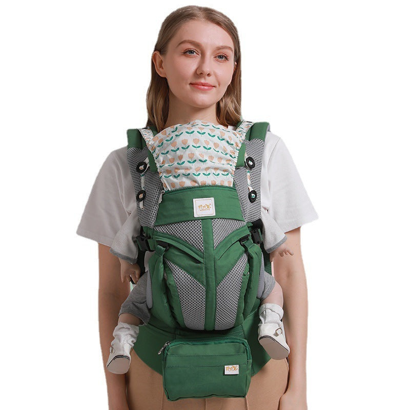 Front And Rear Dual-use Baby Carrier For Mother And Baby Green