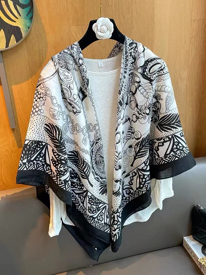 Sunscreen Large Kerchief Thin Silk Scarf Air-conditioned Room Outer Shawl MZF059 130X130cm