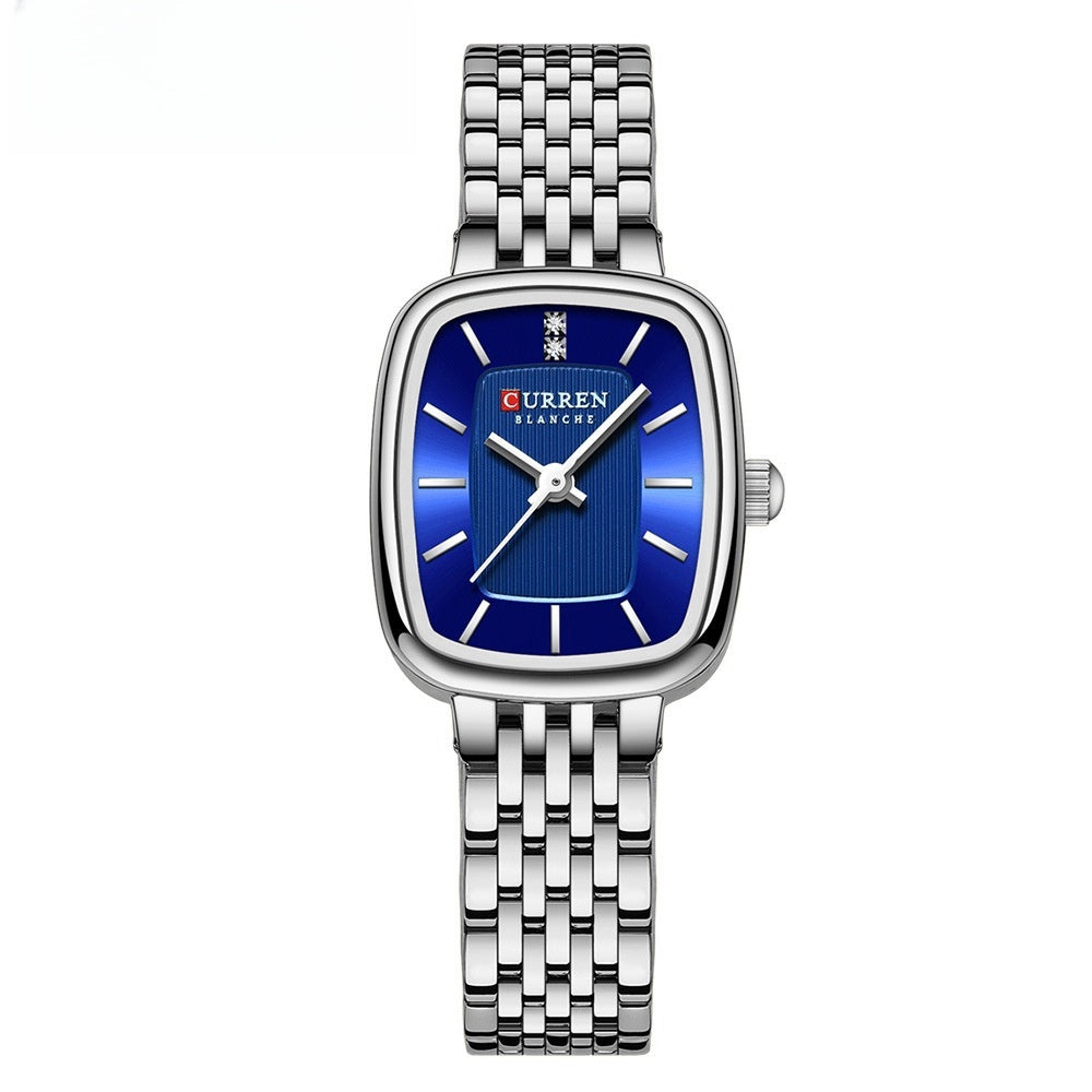 Women's Fashion Casual Steel Belt Watch Silver Blue