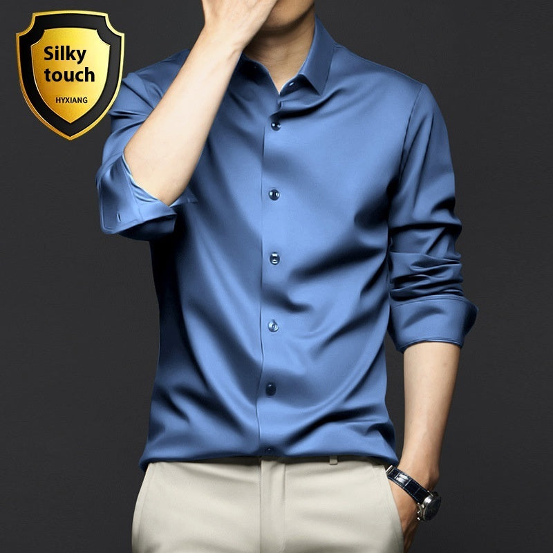 Long Sleeve Shirt Men's Anti-wrinkle Non-ironing Business Clothing Shirt C2128 12 Royal Blue