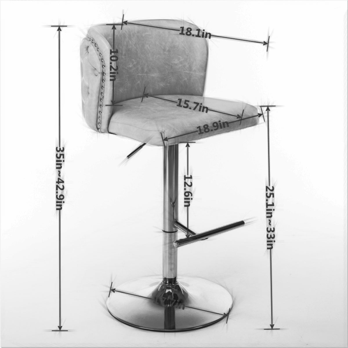 A A Furniture Swivel Barstools Adjustable Height, Modern PU Upholstered Stools