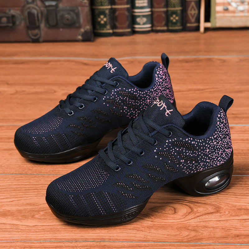 Spring And Summer Mid-heel Mesh Soft-soled Dance Shoes Modern Dance Shoes Blue