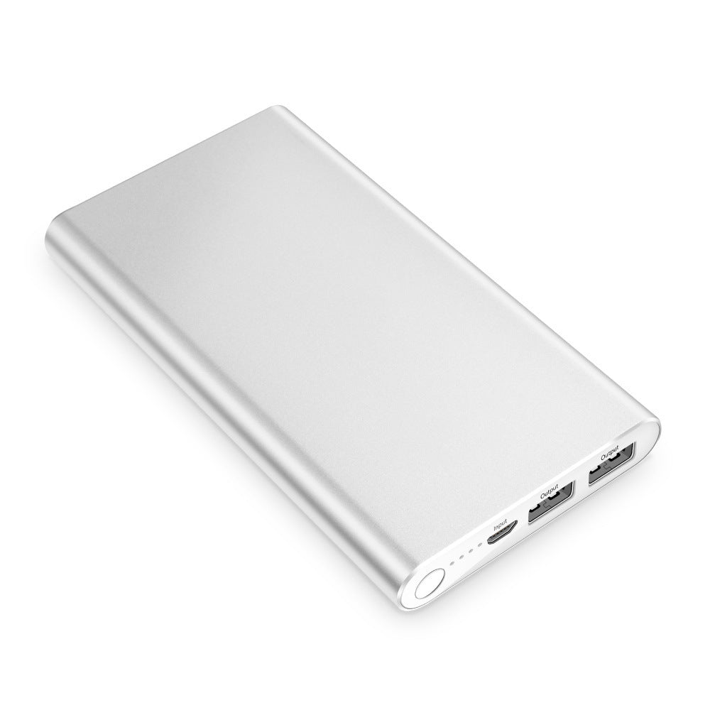 Power Bank 12000mAh Ultra-thin Aluminum Alloy Power Bank Silver
