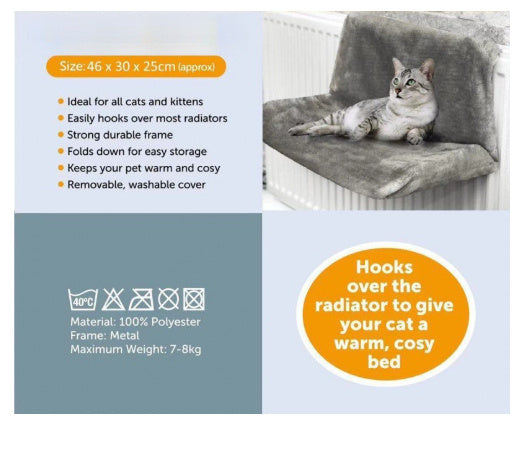 Iron Frame Cat Bed Cat Hammock Radiator Bed Grey