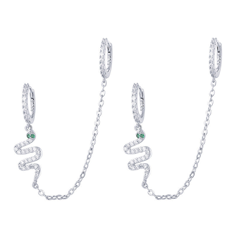 European And American Luxury Zircon Snake Stud Earrings KY0072SS