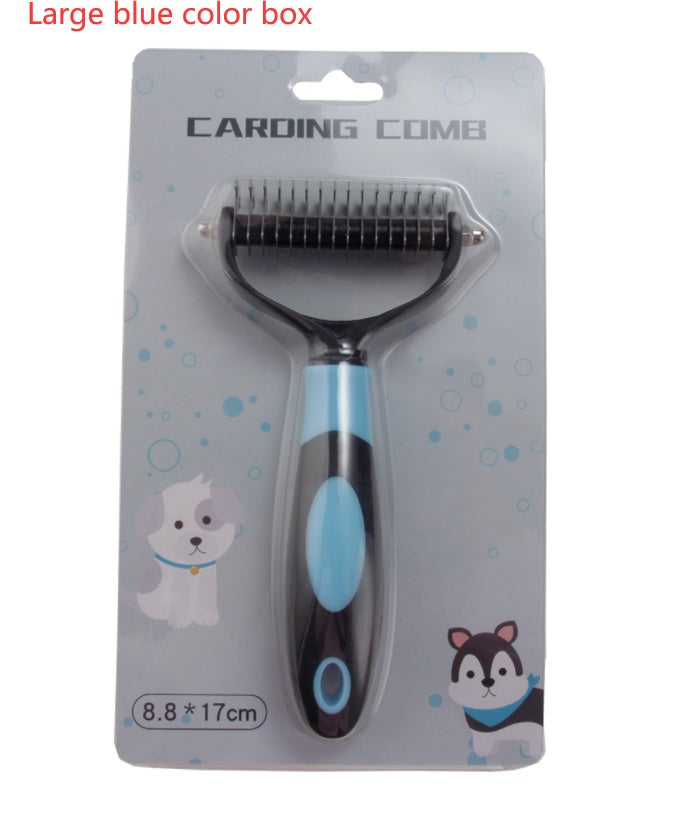 Pets Dematting Comb Pet Dog Cleaning Hair Removal Comb Blue color box Large