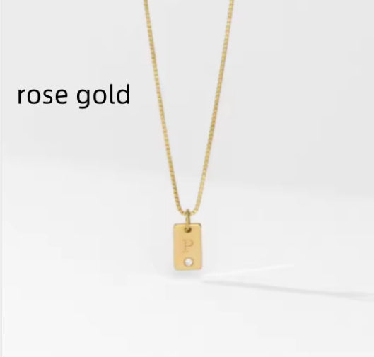 WILLOW TAG INITIAL NECKLACE WITH DIAMOND Personalized Letter Pendant Gold StainlessSteel Jewelry Christmas Day Gift For Mom