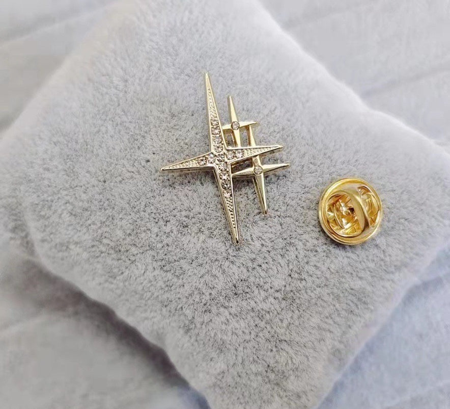 Retro Camellia Zircon Needle Golden