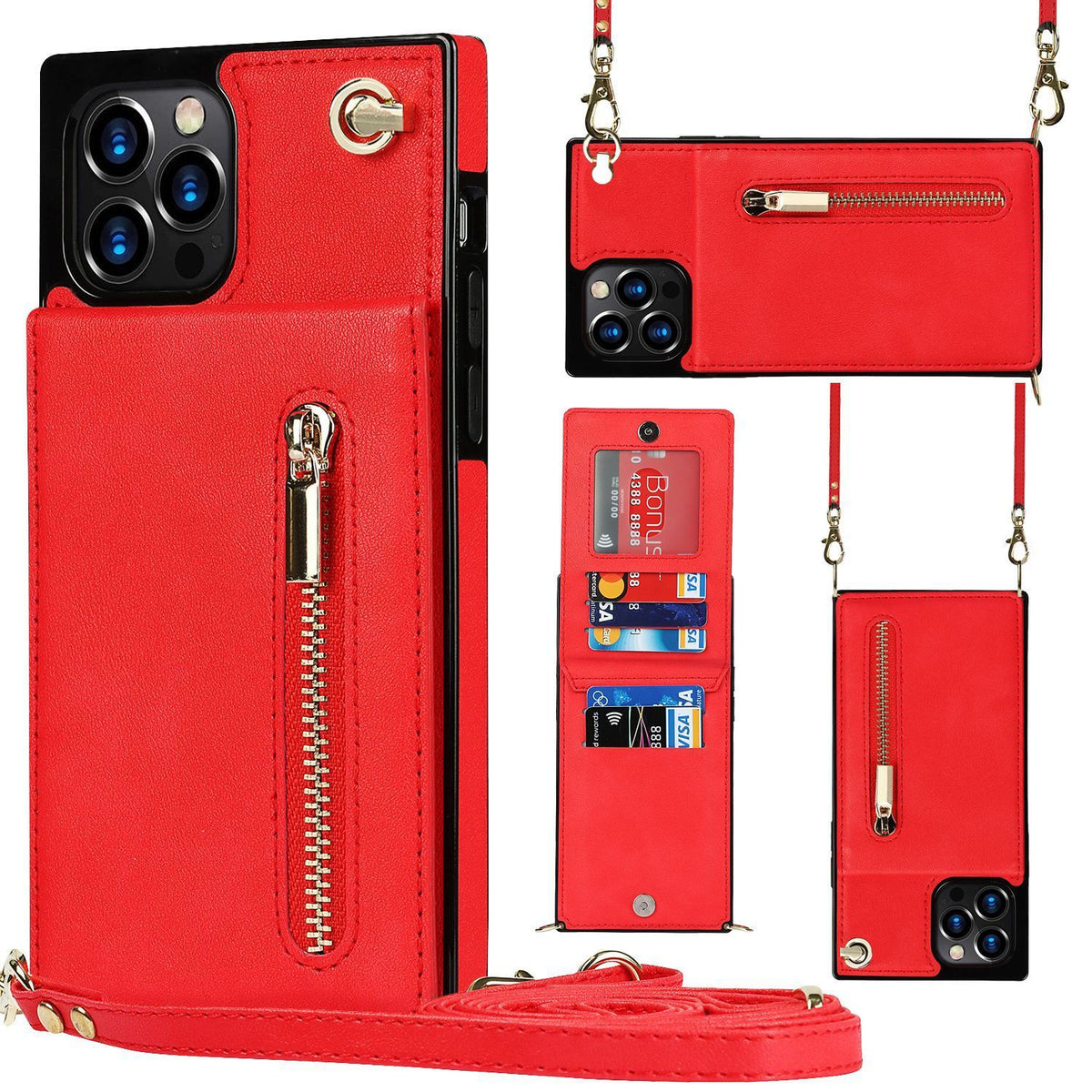 Zipper Phone Case Phone Case Crossbody Red