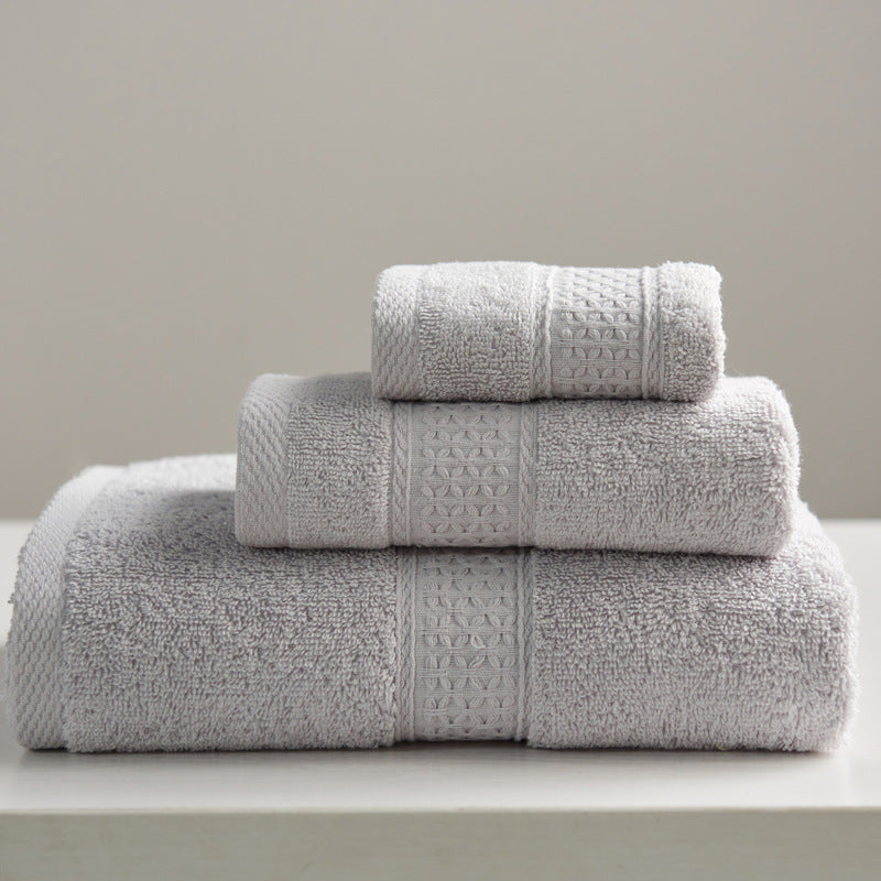Minimalist Style Square Towel Towel Bath Towel Set Towel Pure Cotton Light Grey 3piece set