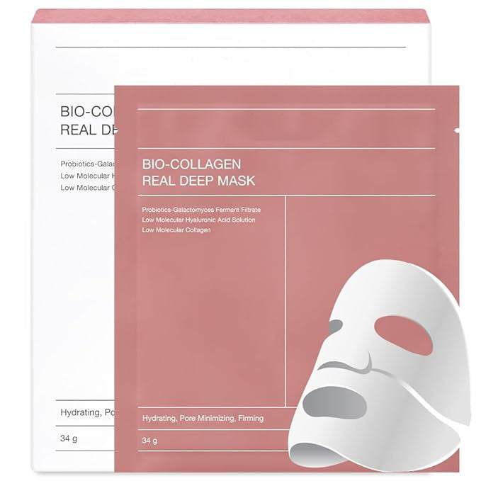 Collagen Facial Mask for Hydration and Bio-Collagen Real Deep Mask, Hydrating Overnight Hydrogel Mask, Pore Minimizing, Elasticity, Plumping Improvement, Korean Skincare, Stocking Stuffers for Teen Girls Count 1 (pack of 4)