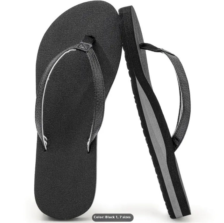 Women's Arch Support Comfortable Yoga Mat Walking Flip-flops Black