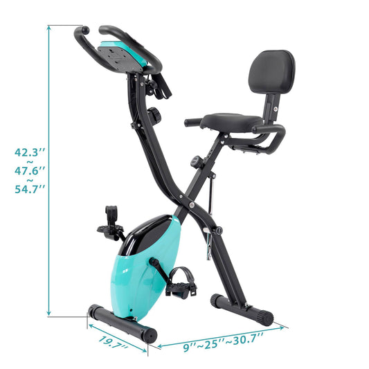 Folding Exercise Bike,Fitness Upright Recumbent X-Bike Adjustable Resistance