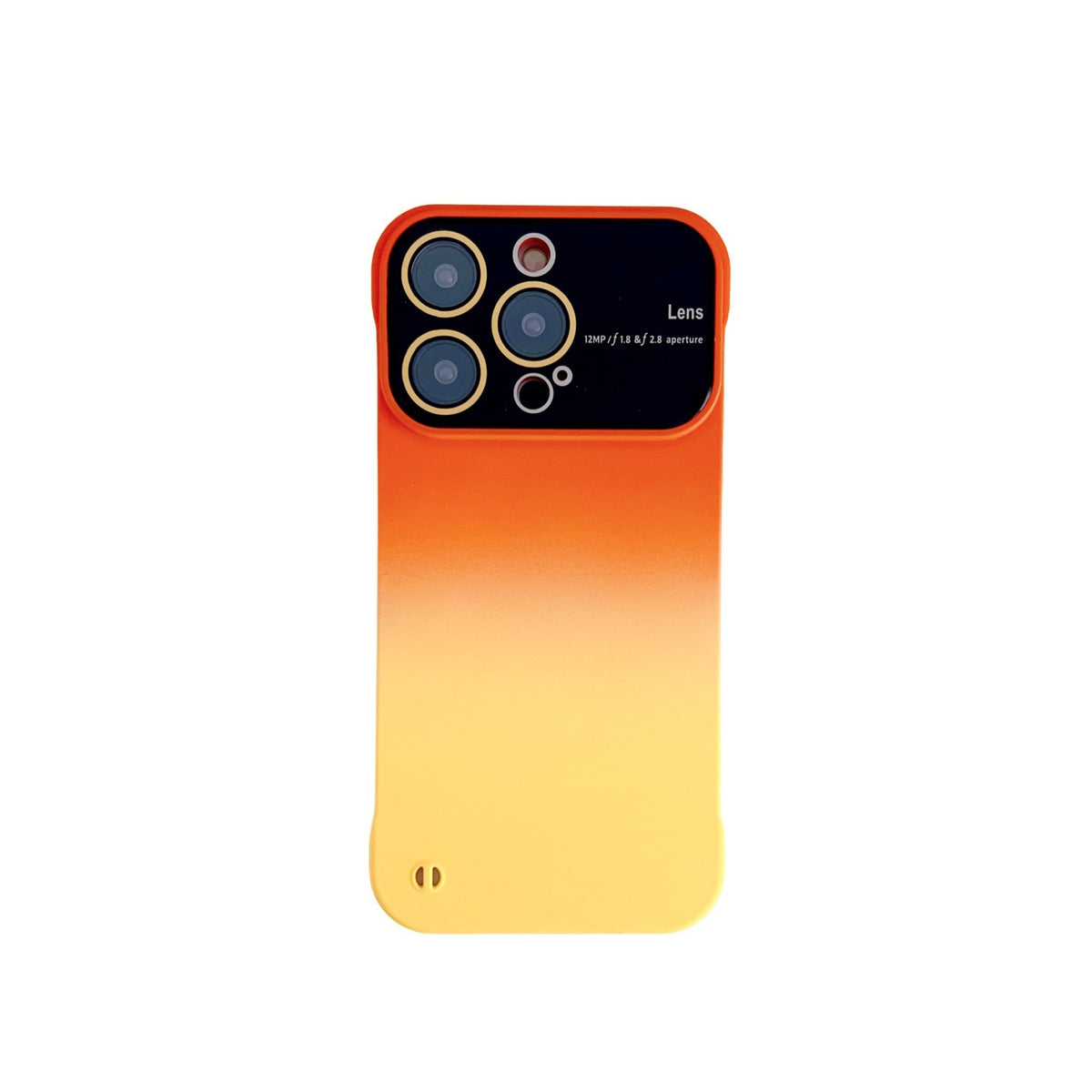Phone Case Protective Frameless Large Window Hard Gradient Color Orange Yellow