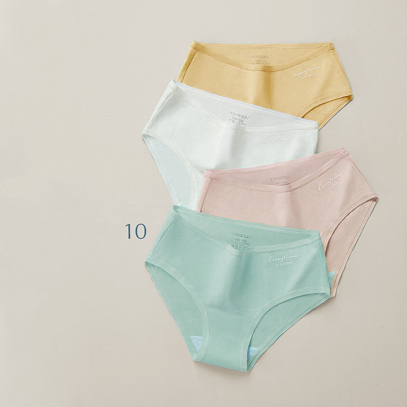 Ladies Mid Waist Underwear Women Pure Cotton 10 Style 4PCS