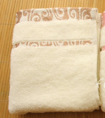 High quality pure cotton crepe-free jacquard Xiangyun thickening face towel Yellow 34X75CM