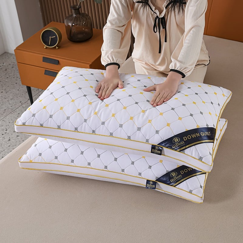 Hilton Hotel Feather Velvet High Rebound Pillow Pillow Core Household Adult Single Neck Pillow Fiber Pillow Core