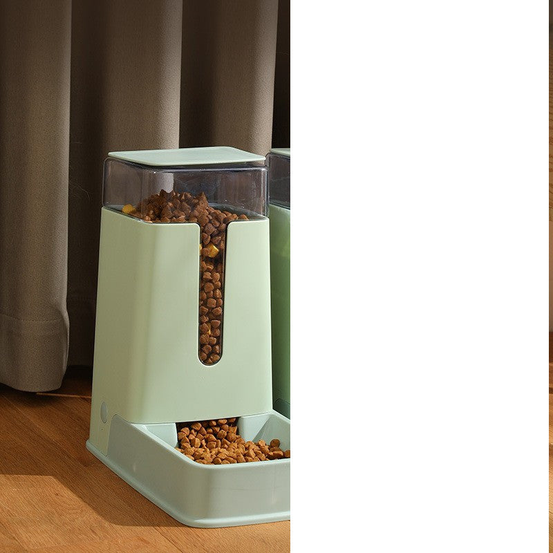 Pet Double Bowl Automatic Feeder Waterer Green Feeder