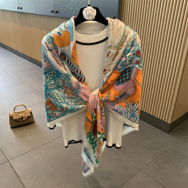 Sunscreen Large Kerchief Thin Silk Scarf Air-conditioned Room Outer Shawl MZF063 130X130cm