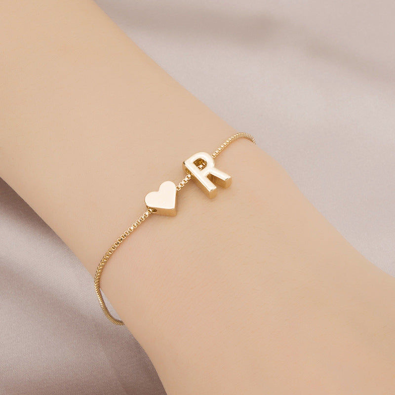 Bracelet Heart-shaped English Letters Letter R