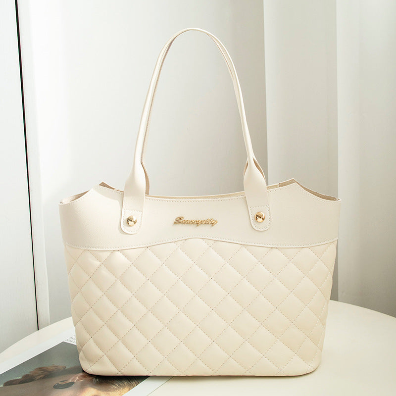 Rhombus Handbag Women Shopping Shoulder Crossbody Bags White